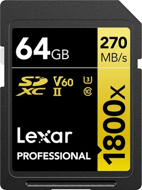 Lexar 1800x SDXC™ V60 64GB (280/210 MB/s)