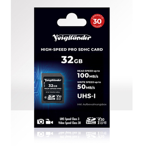 VOIGTLäNDER PROF. HIGH-SPEED SDHC 32GB UHS-I, C10, U3, V30 (100/50 MB/S)