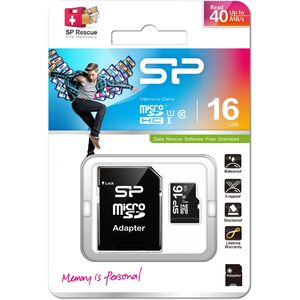 SILICON POWER 16GB MICRO-SDHC CARD CLASS 10 W/ADAPTER